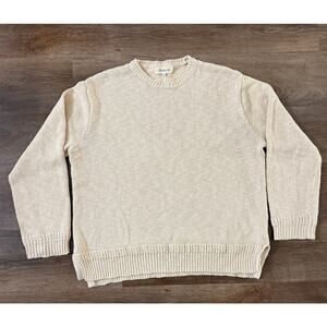 Madewell Cotton Linen Crewneck Sweater XL Neutral Cream Relaxed Fit